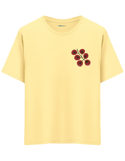 Tomatoes Baskılı Bisiklet Yaka Oversize T-shirt