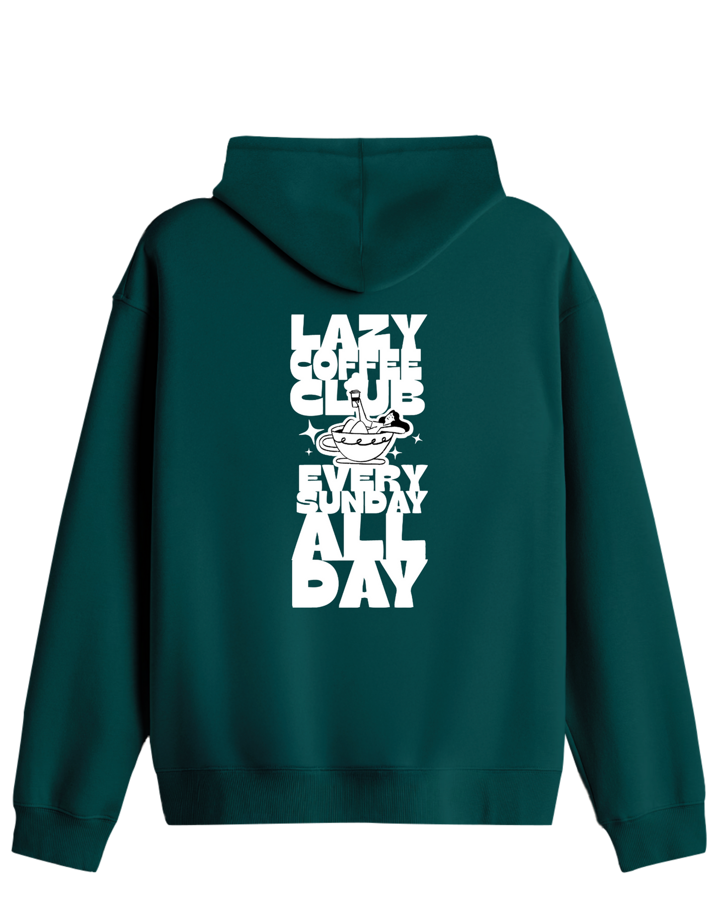 Lazy Coffee Club Baskılı Unisex Kapüşonlu Yaka Hoodie
