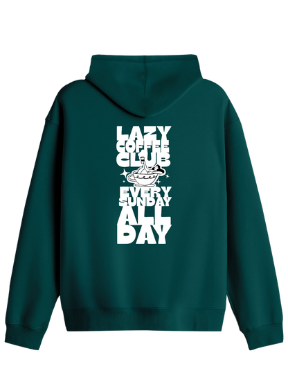 Lazy Coffee Club Baskılı Unisex Kapüşonlu Yaka Hoodie