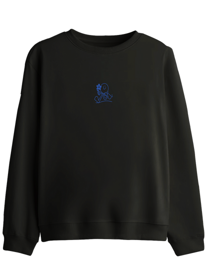 Running Baskılı Bisiklet Yaka Sweatshirt