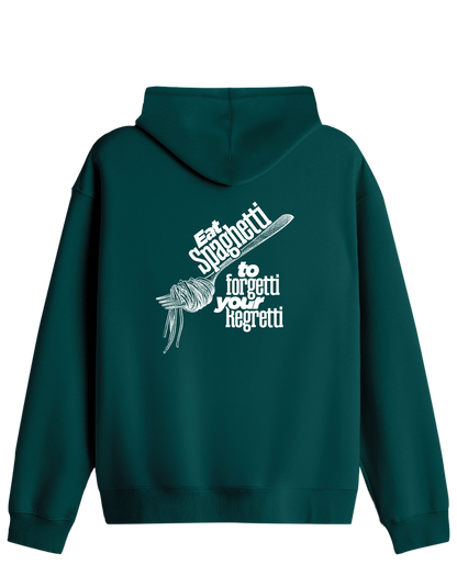 Spaghetti Baskılı Unisex Kapüşonlu Yaka Hoodie
