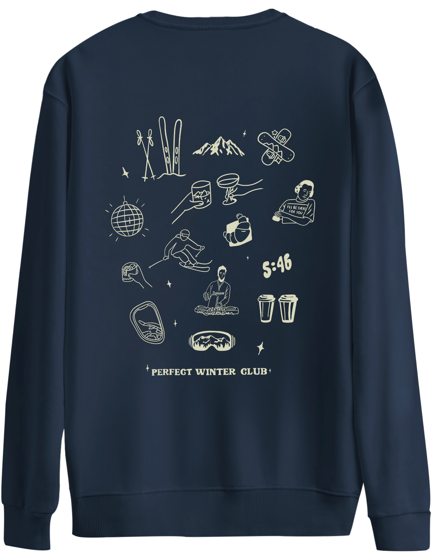 Winter Club Baskılı Bisiklet Yaka Oversize Sweatshirt