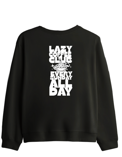 Lazy Coffee Club Baskılı Bisiklet Yaka Sweatshirt