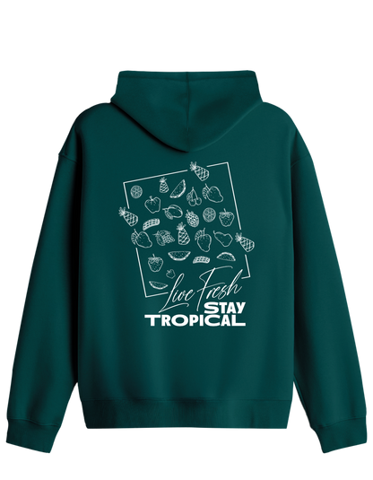 Tropical Baskılı Unisex Kapüşonlu Yaka Hoodie
