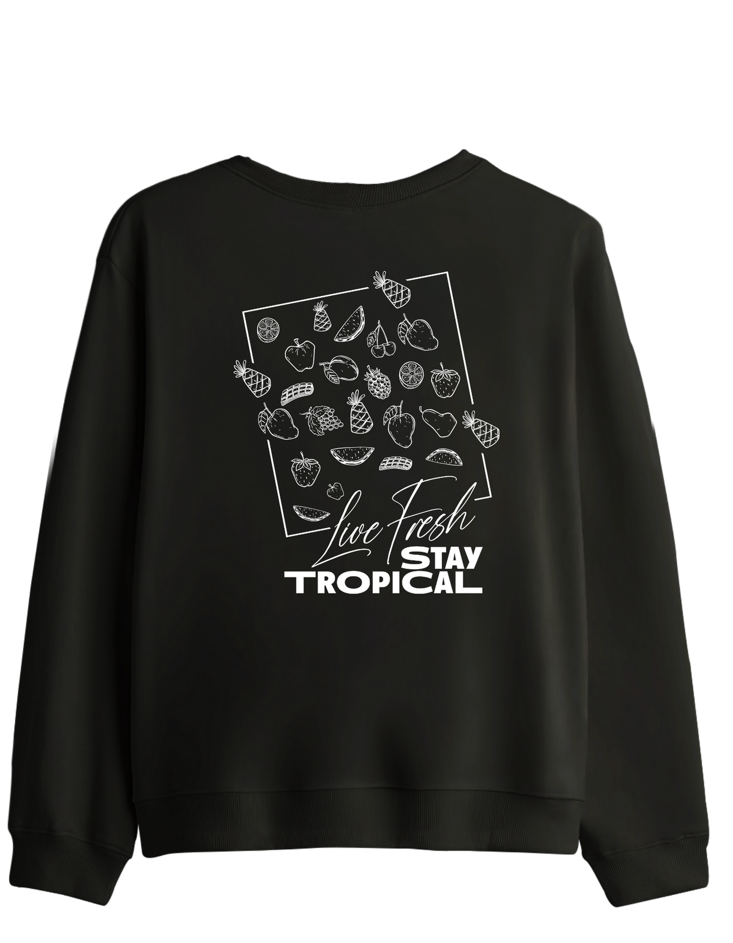 Tropical Baskılı Bisiklet Yaka Sweatshirt