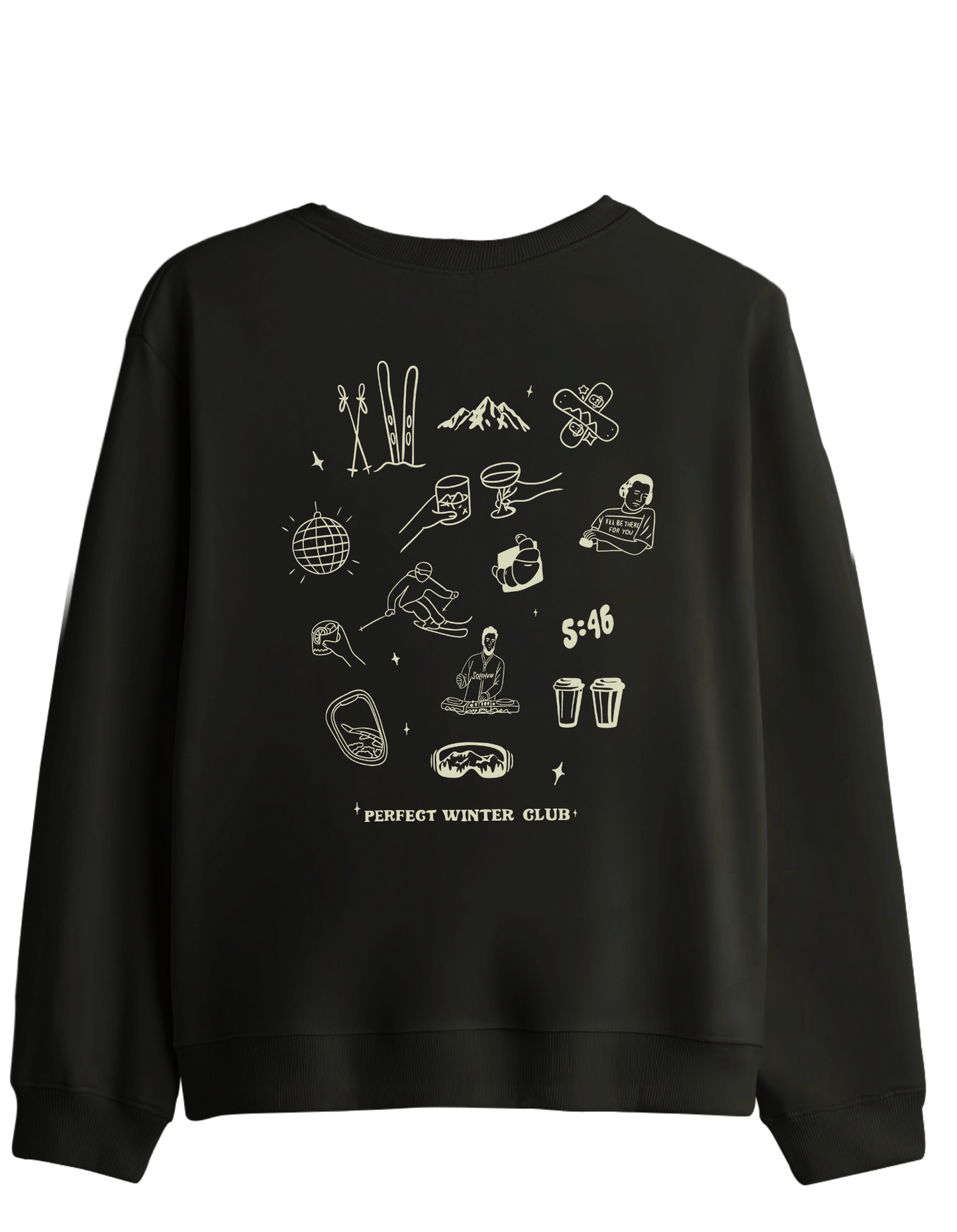 Winter Club Baskılı Bisiklet Yaka Sweatshirt