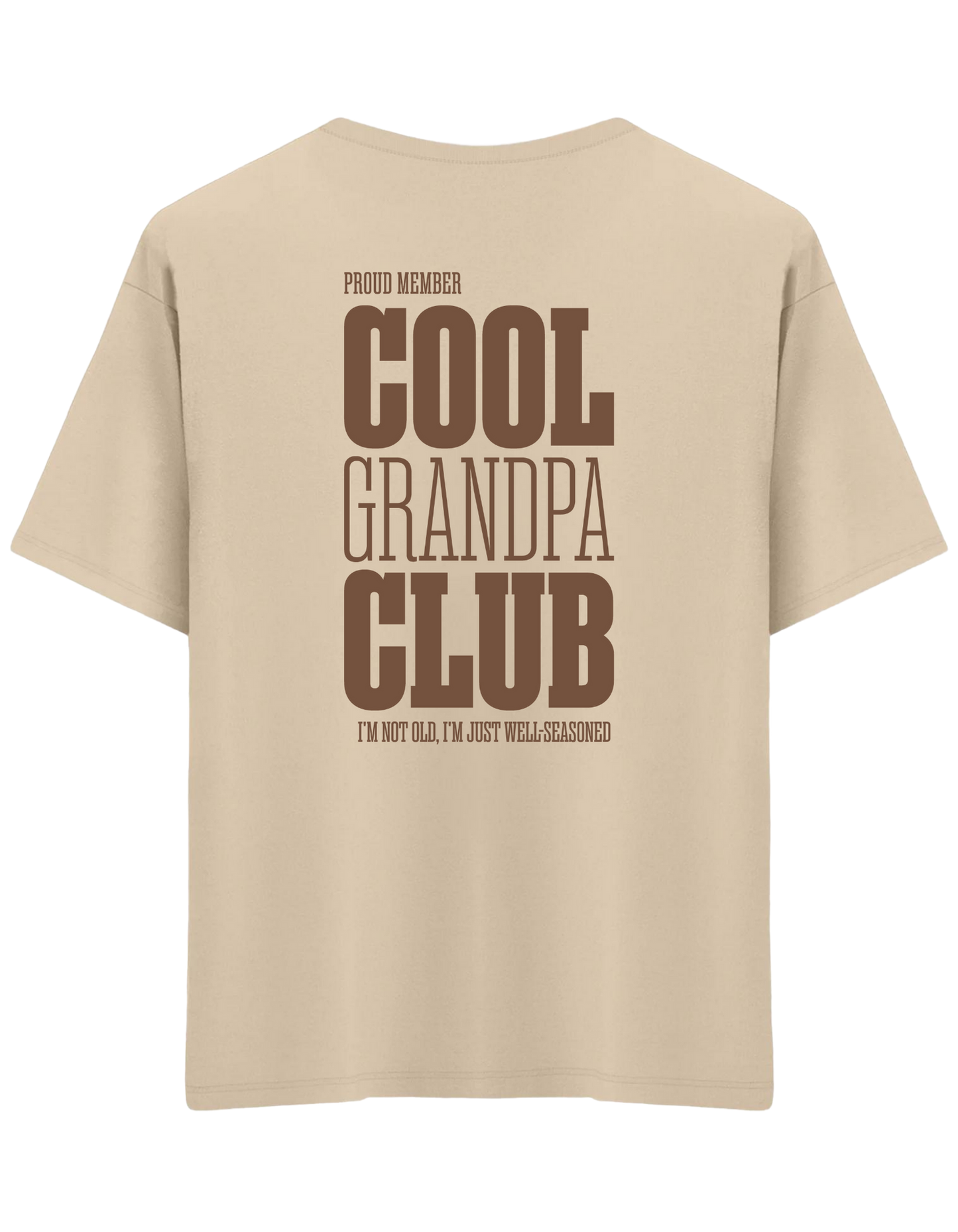 Cool Grandpa Club Baskılı Bisiklet Yaka Oversize T-shirt