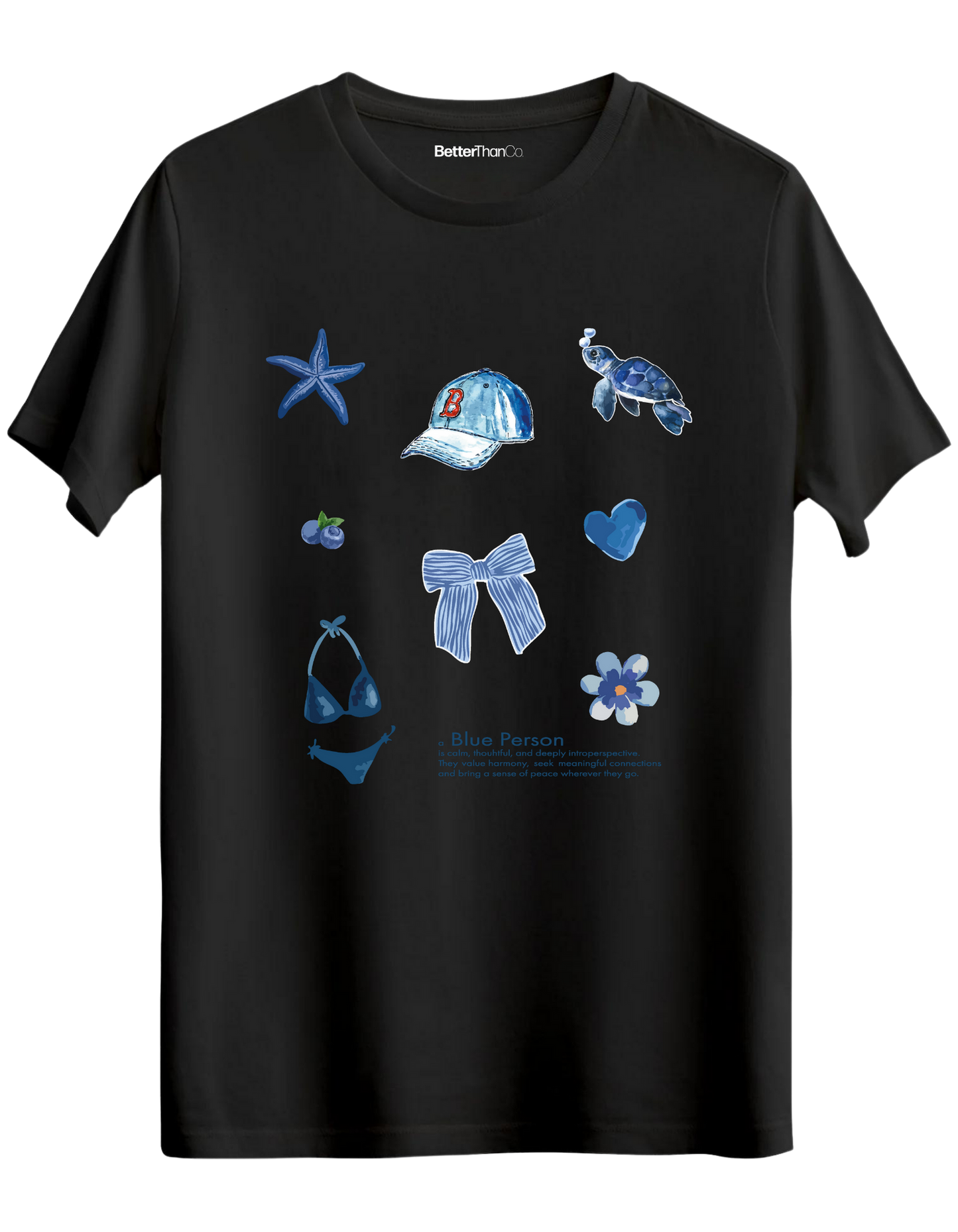 Blue Person Baskılı Bisiklet Yaka Regular T-shirt