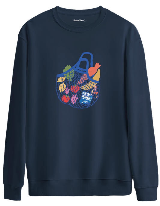 Local Bag Baskılı Bisiklet Yaka Oversize Sweatshirt