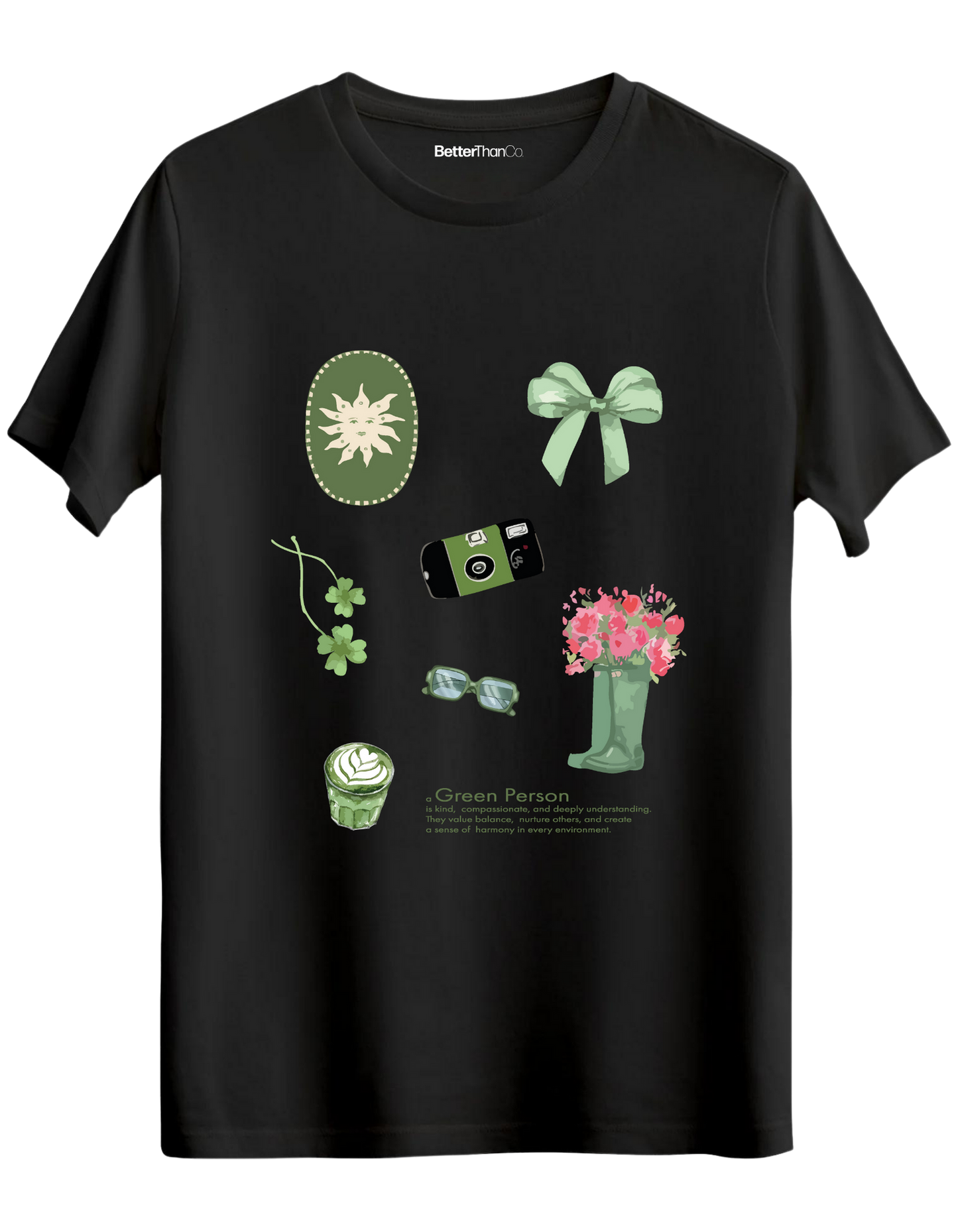 Green Person Baskılı Bisiklet Yaka Regular T-shirt