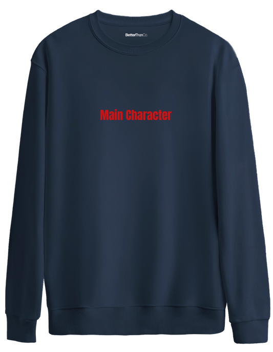 Main Character Baskılı Bisiklet Yaka Oversize Sweatshirt