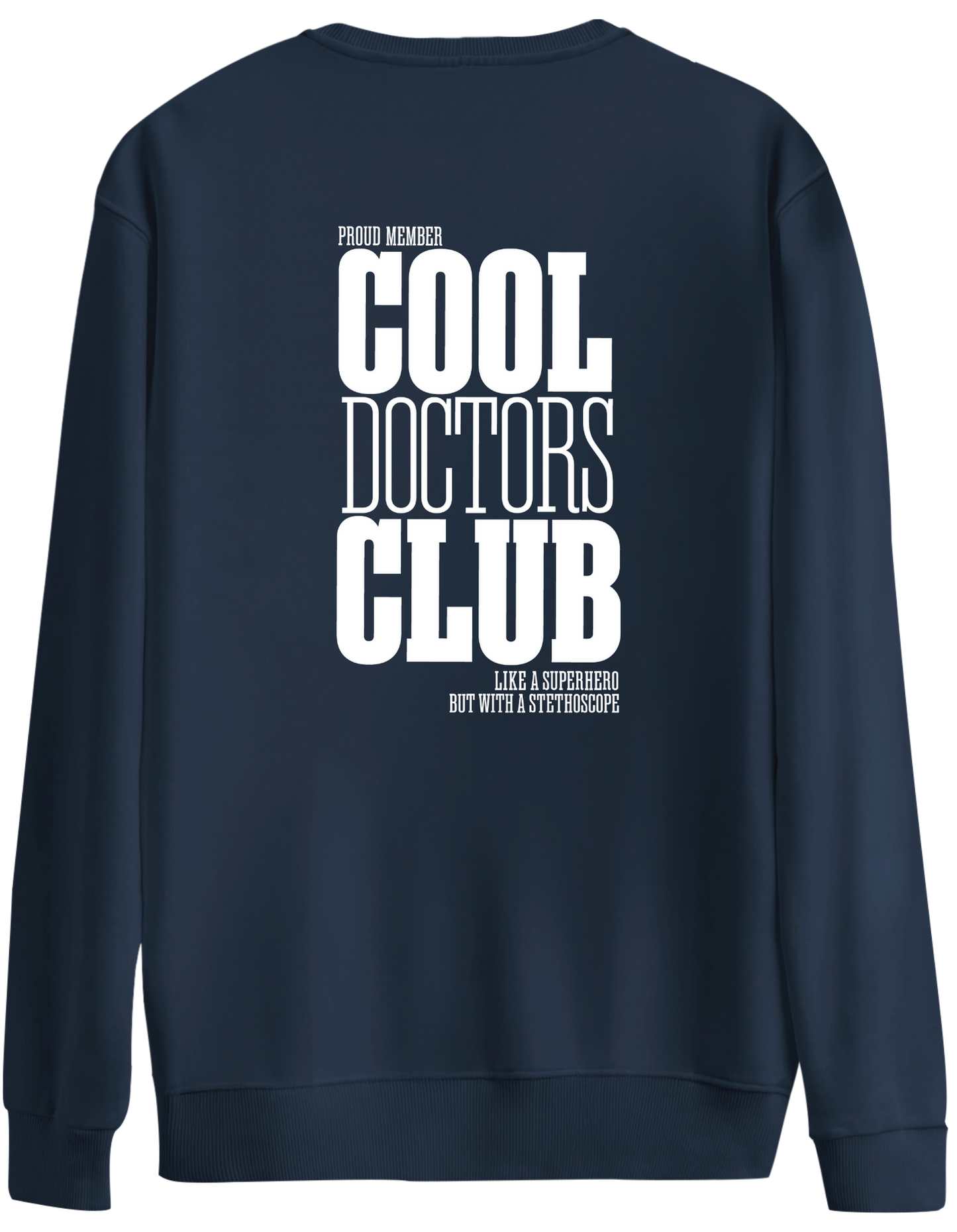 Cool Doctors Club Baskılı Bisiklet Yaka Oversize Sweatshirt