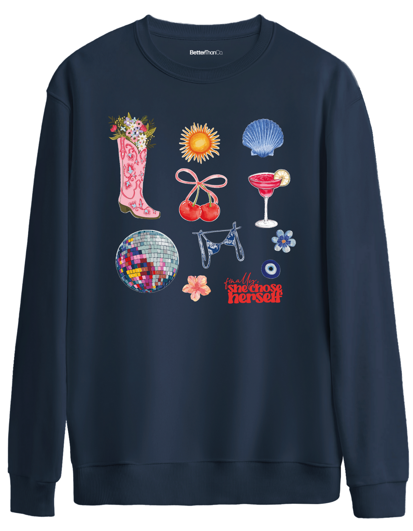 Self Love Baskılı Bisiklet Yaka Oversize Sweatshirt