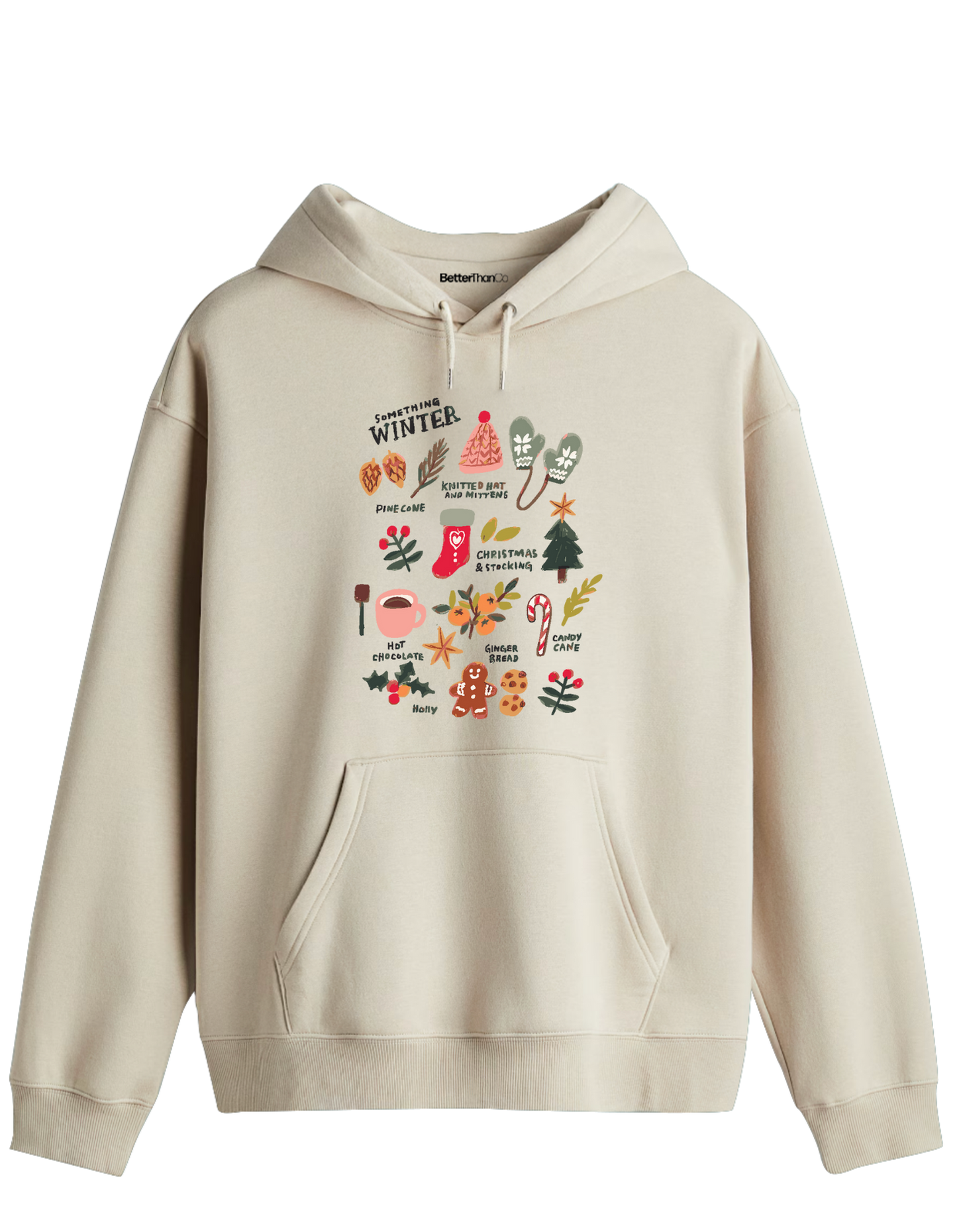 Winter Baskılı Unisex Kapüşonlu Yaka Hoodie