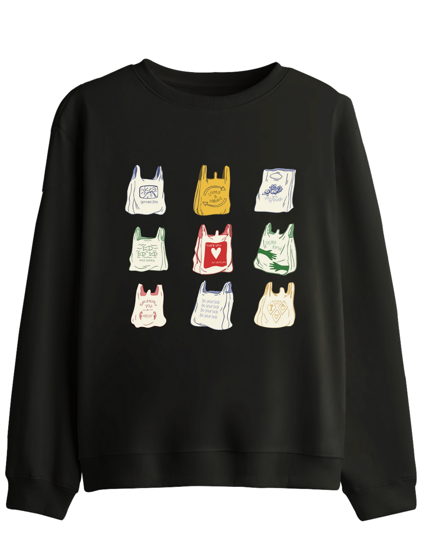 Bags Baskılı Bisiklet Yaka Sweatshirt
