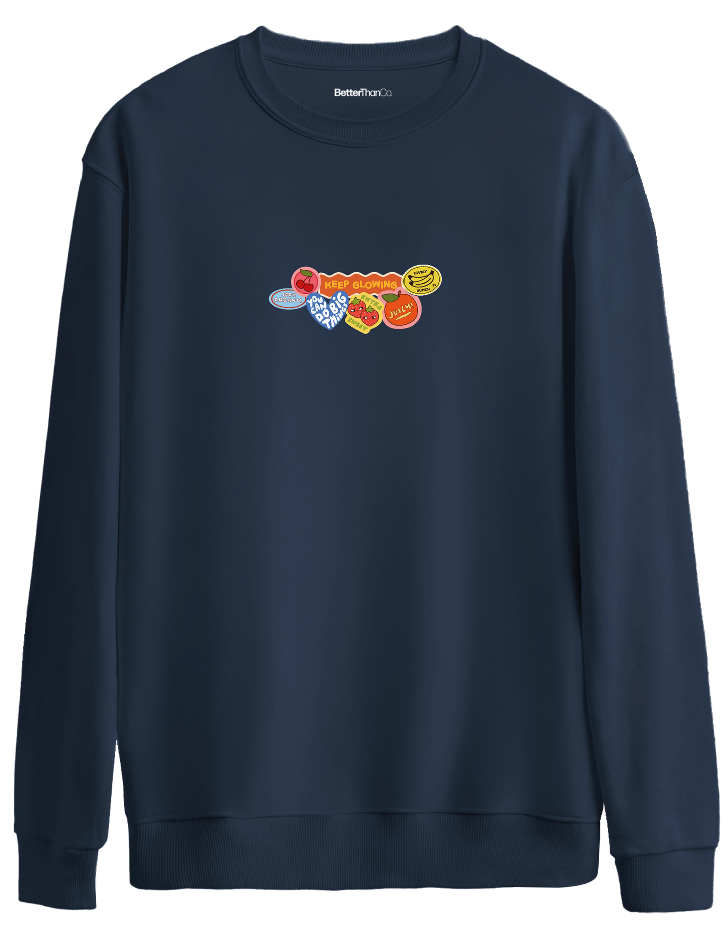 Fruits Baskılı Bisiklet Yaka Oversize Sweatshirt