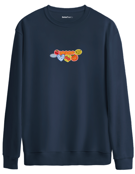 Fruits Baskılı Bisiklet Yaka Oversize Sweatshirt