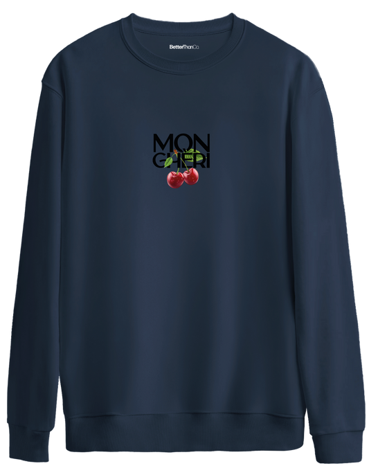 Monchéri Baskılı Bisiklet Yaka Oversize Sweatshirt