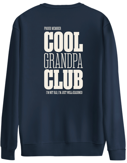 Cool Grandpa Club Baskılı Bisiklet Yaka Oversize Sweatshirt