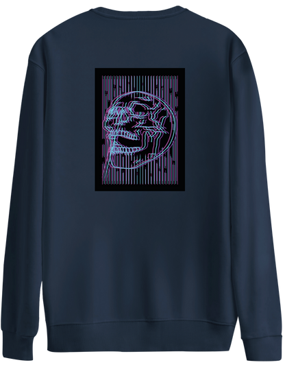 Neon Baskılı Bisiklet Yaka Oversize Sweatshirt