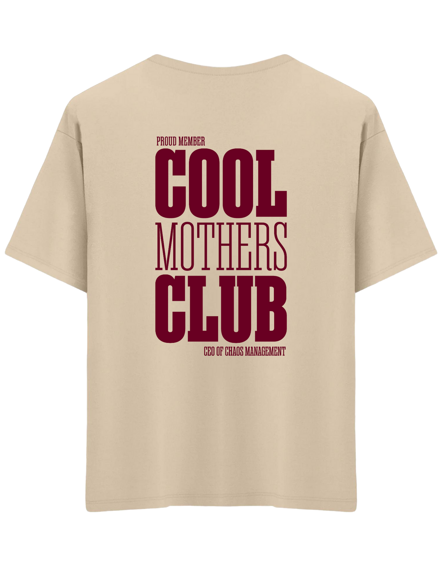 Cool Mothers Club Baskılı Bisiklet Yaka Oversize T-shirt