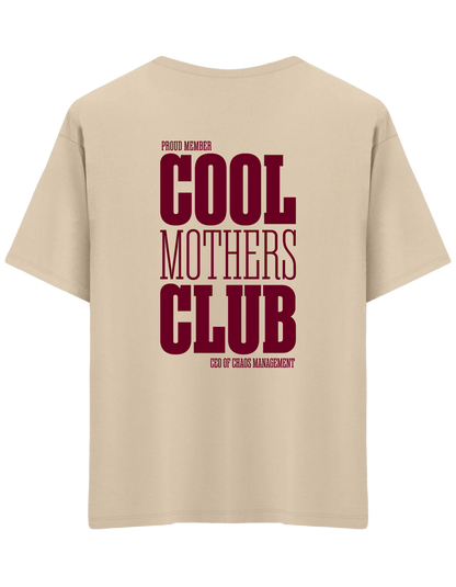 Cool Mothers Club Baskılı Bisiklet Yaka Oversize T-shirt