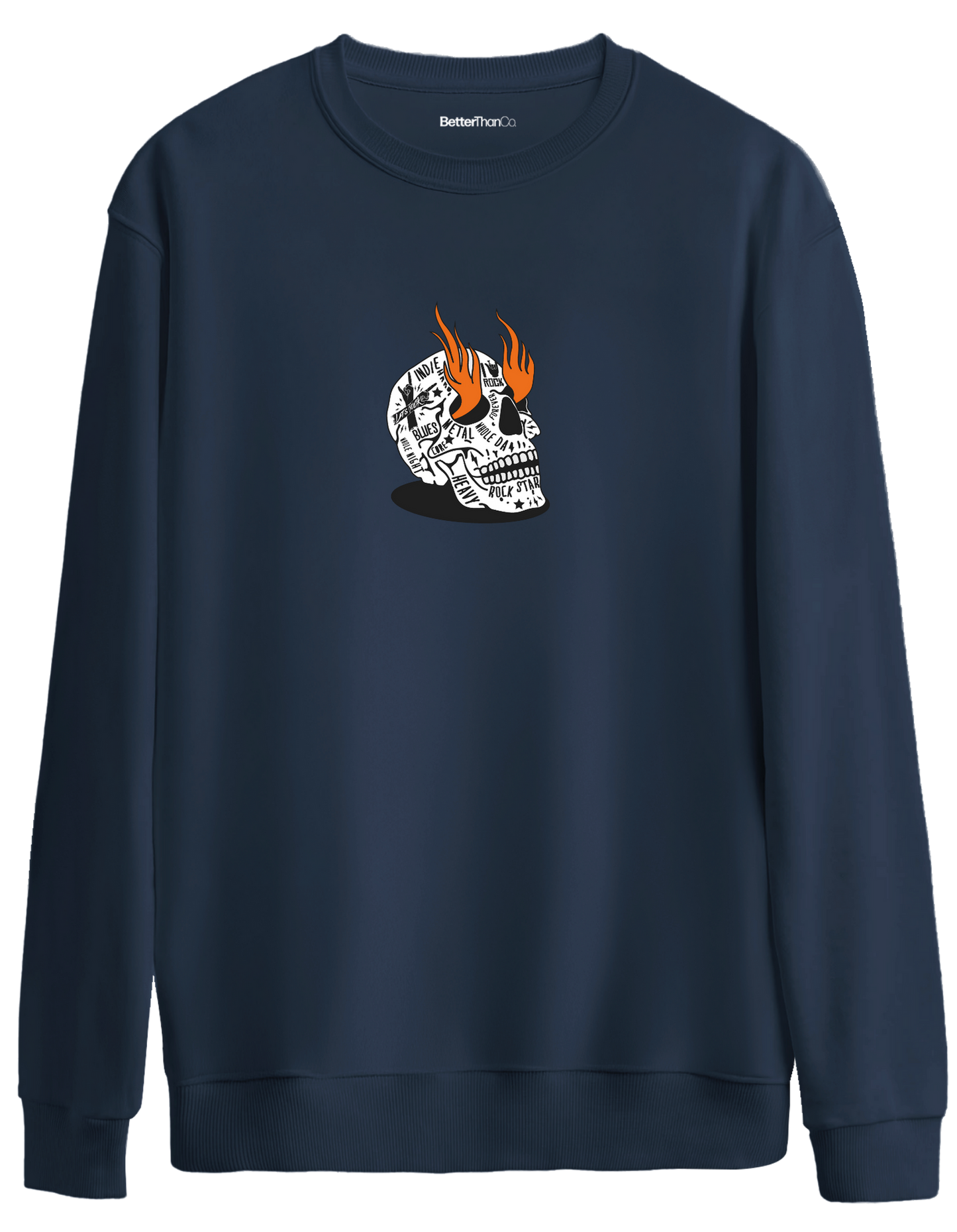 Rock Star Baskılı Bisiklet Yaka Oversize Sweatshirt