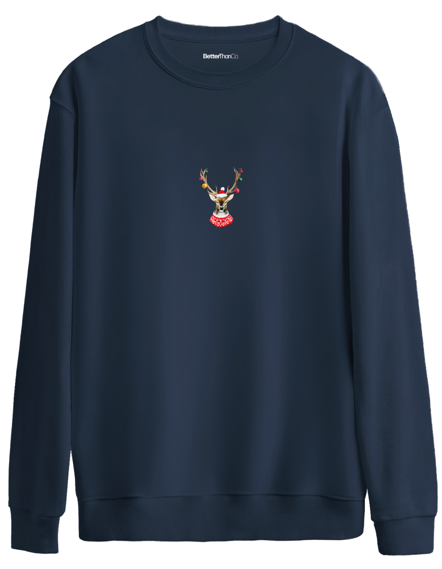 Reindeer Baskılı Bisiklet Yaka Oversize Sweatshirt