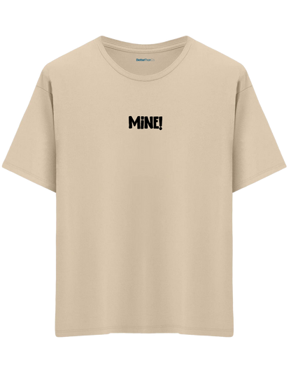 Mine! Baskılı Bisiklet Yaka Oversize T-shirt