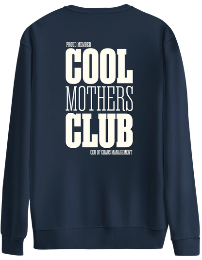 Cool Mothers Club Baskılı Bisiklet Yaka Oversize Sweatshirt