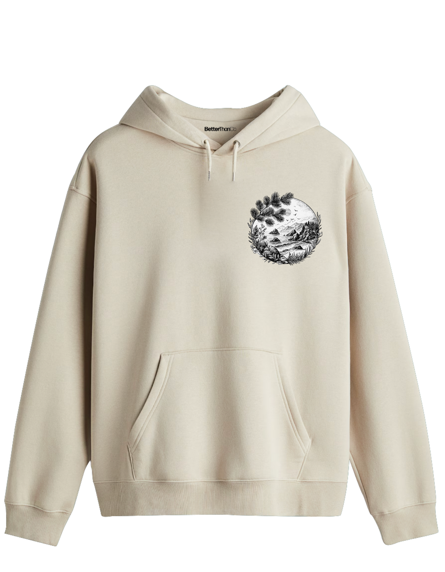 Nature Baskılı Unisex Kapüşonlu Yaka Hoodie
