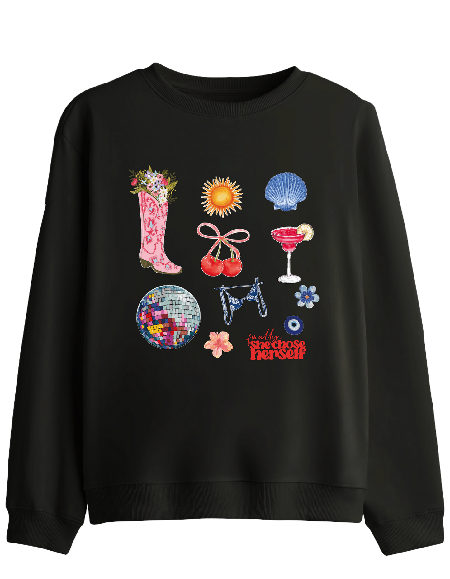 Self Love Baskılı Bisiklet Yaka Sweatshirt