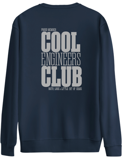 Cool Engineers Club Baskılı Bisiklet Yaka Oversize Sweatshirt