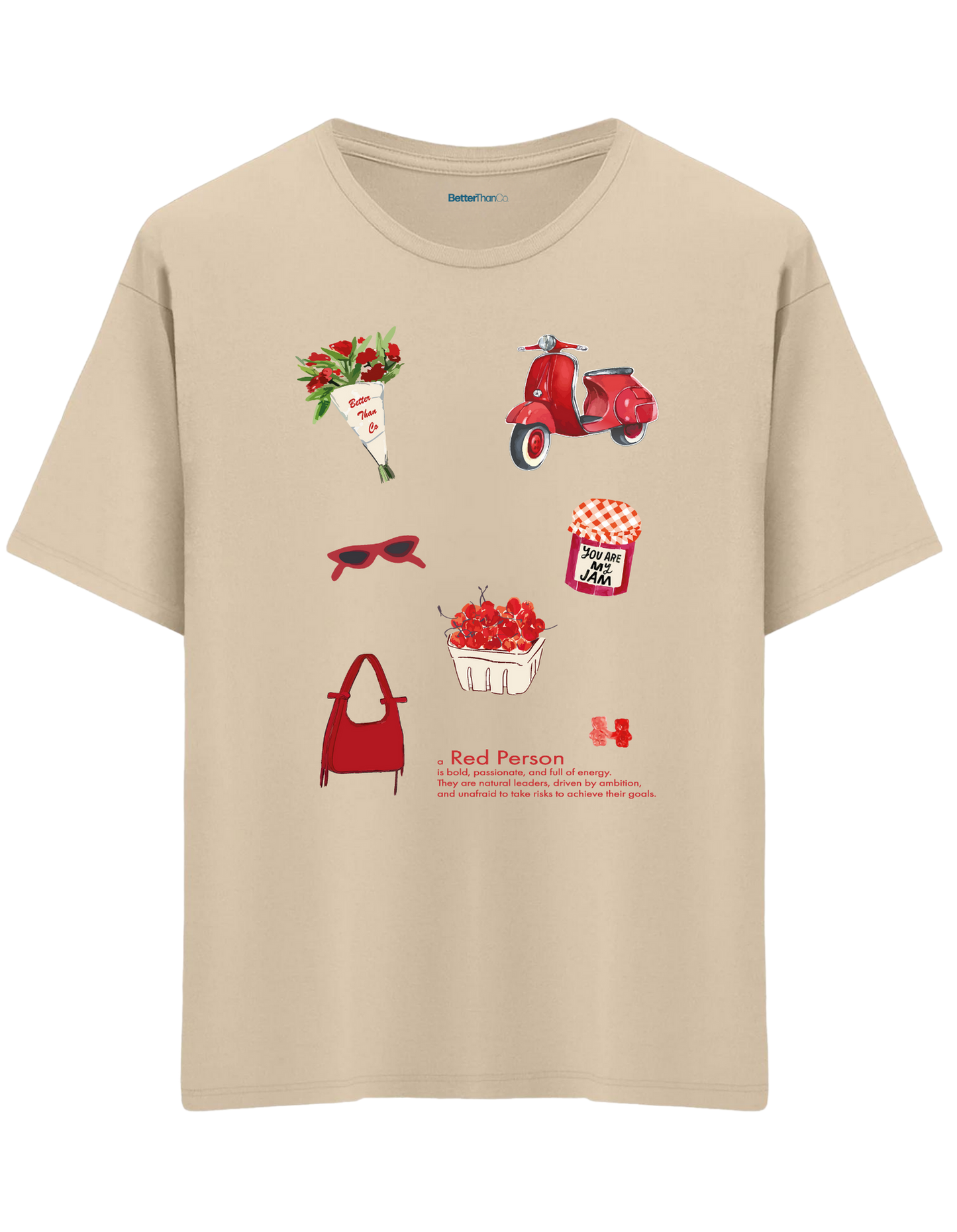 Red Person Baskılı Bisiklet Yaka Oversize T-shirt