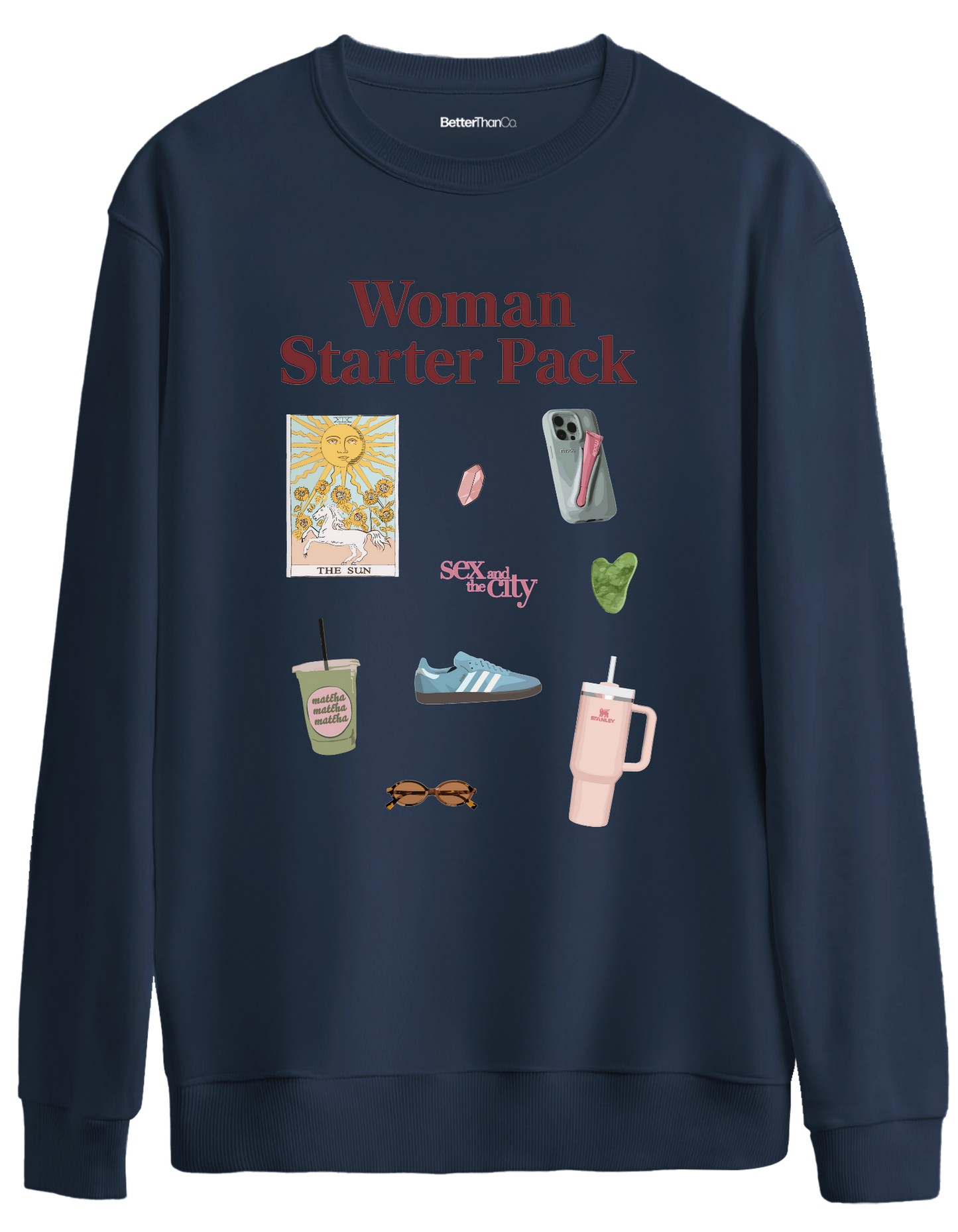 Woman Starter Pack Baskılı Bisiklet Yaka Oversize Sweatshirt
