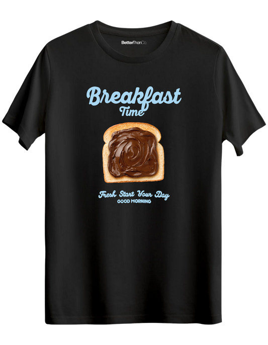 Breakfast Time Baskılı Bisiklet Yaka Regular T-shirt