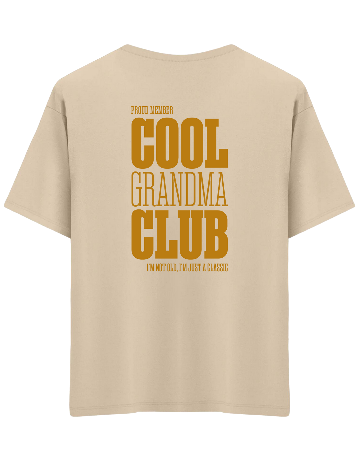 Cool Grandma Club Baskılı Bisiklet Yaka Oversize T-shirt