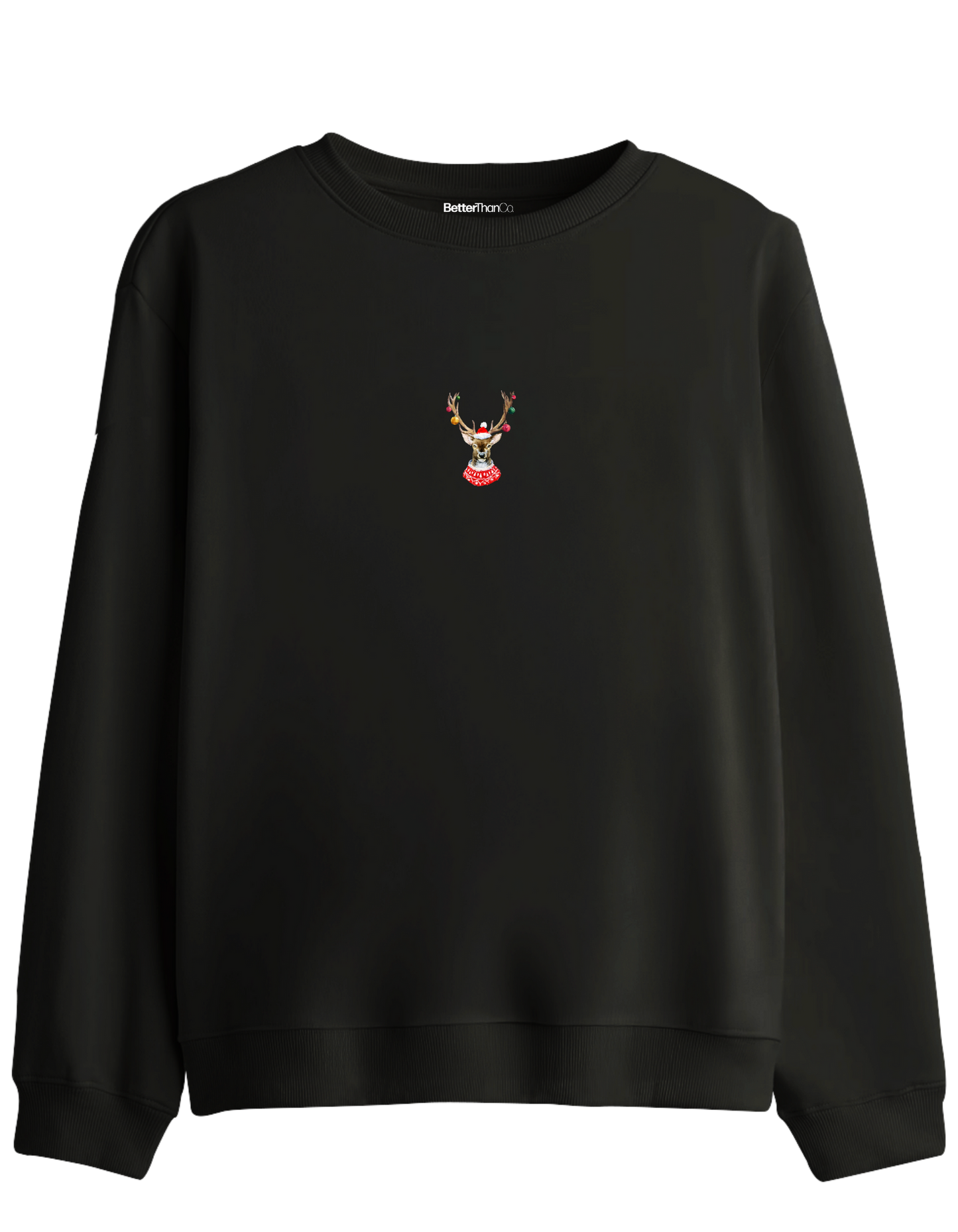 Reindeer Baskılı Bisiklet Yaka Sweatshirt