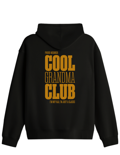 Cool Grandma Club Baskılı Unisex Kapüşonlu Yaka Hoodie
