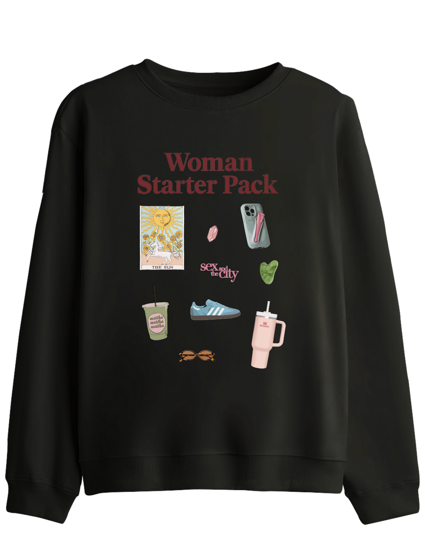 Woman Starter Pack Baskılı Bisiklet Yaka Sweatshirt