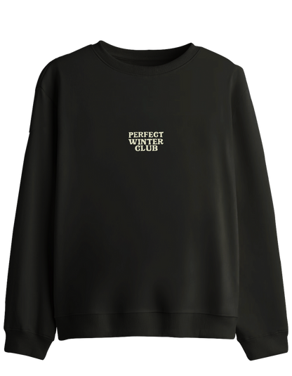 Winter Club Baskılı Bisiklet Yaka Sweatshirt