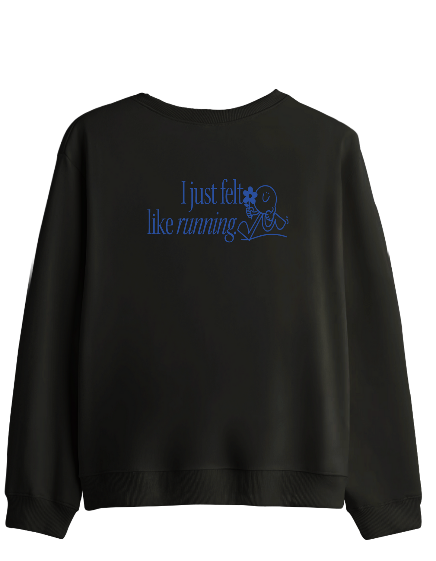 Running Baskılı Bisiklet Yaka Sweatshirt