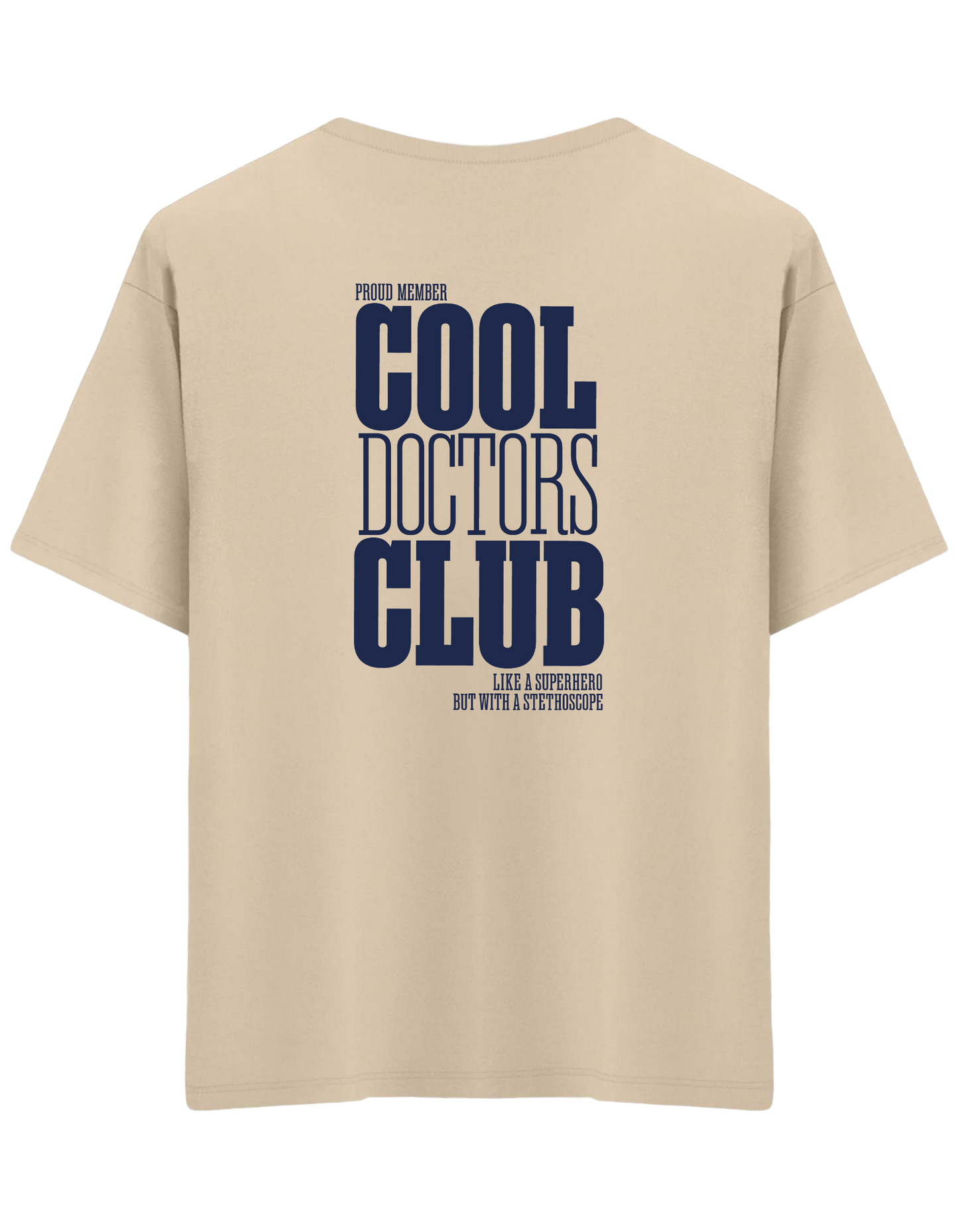 Cool Doctors Club Baskılı Bisiklet Yaka Oversize T-shirt