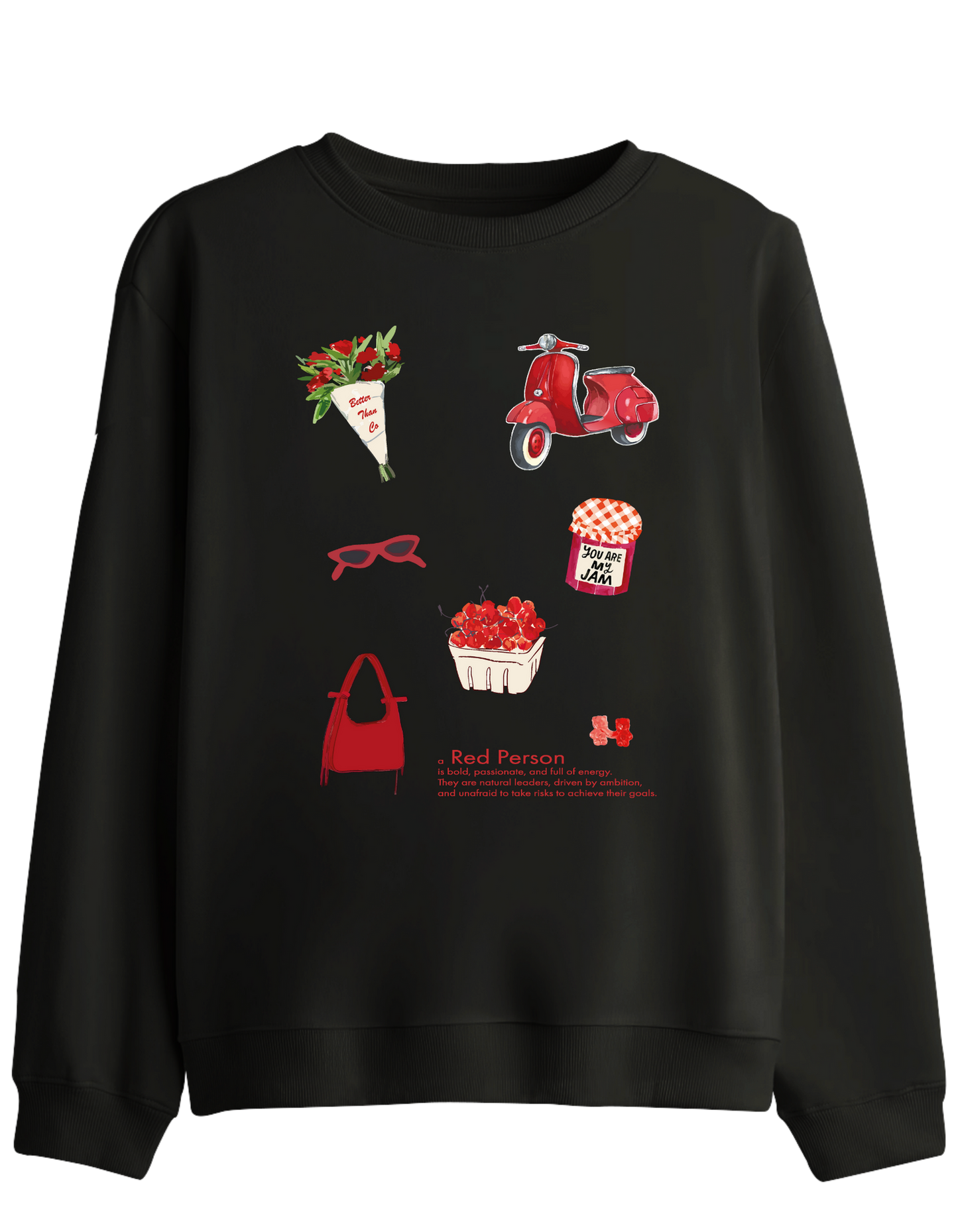 Red Person Baskılı Bisiklet Yaka Sweatshirt