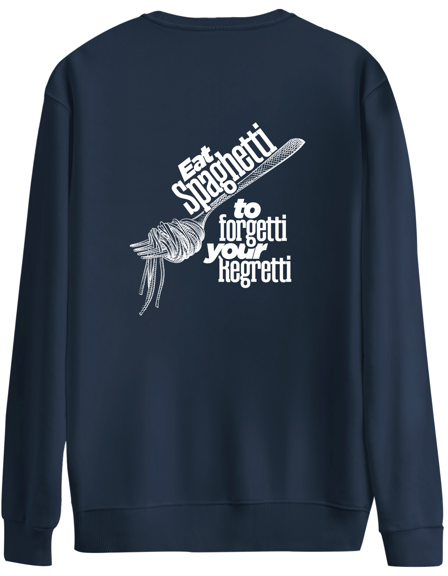 Spaghetti Baskılı Bisiklet Yaka Oversize Sweatshirt