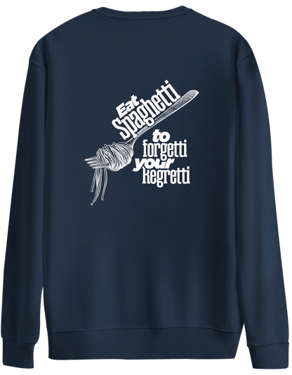 Spaghetti Baskılı Bisiklet Yaka Oversize Sweatshirt