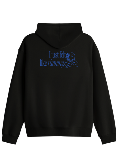 Running Baskılı Unisex Kapüşonlu Yaka Hoodie