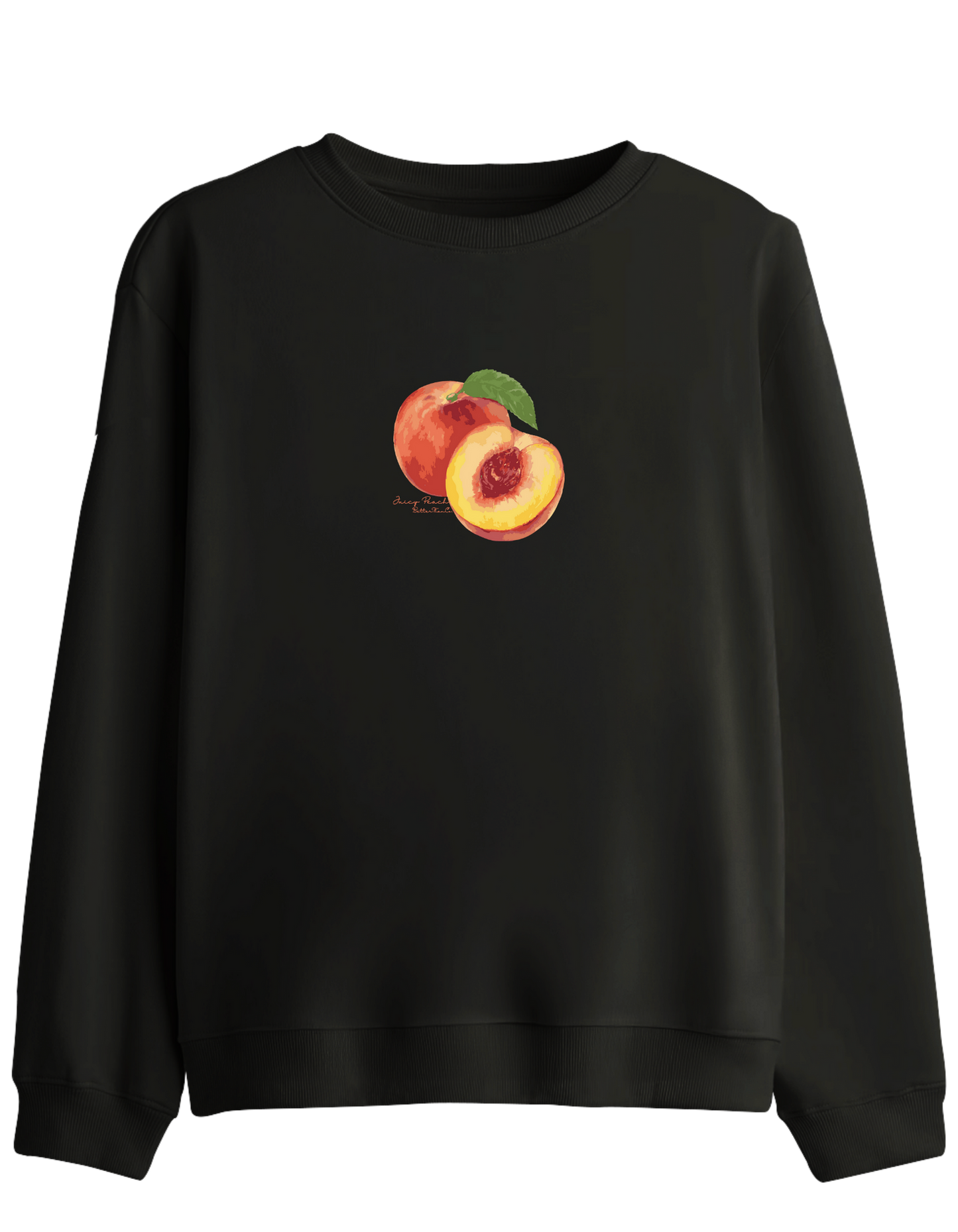 Peach Baskılı Bisiklet Yaka Sweatshirt