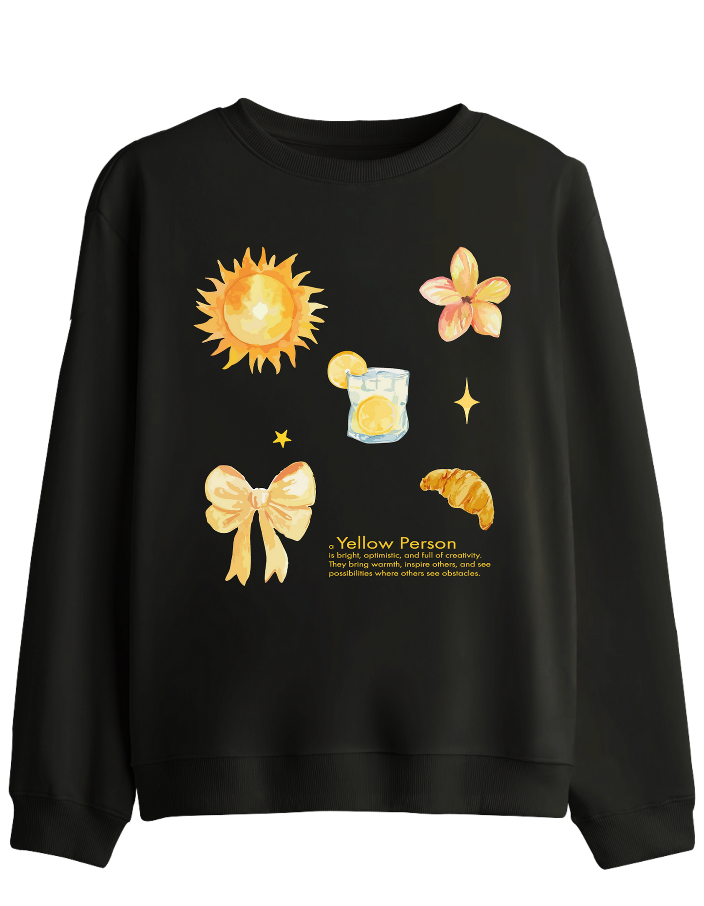 Yellow Person Baskılı Bisiklet Yaka Sweatshirt
