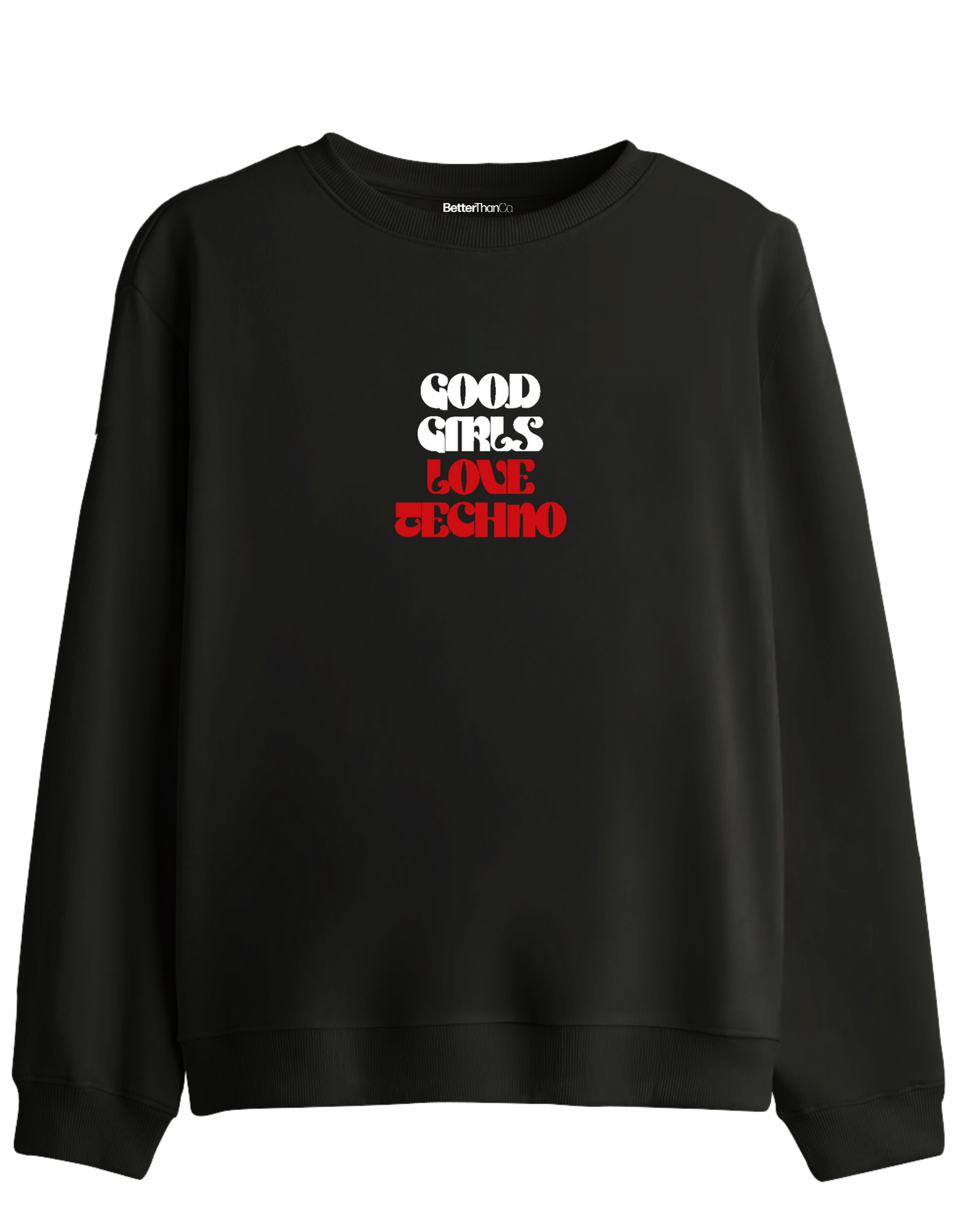 Techno Baskılı Bisiklet Yaka Sweatshirt